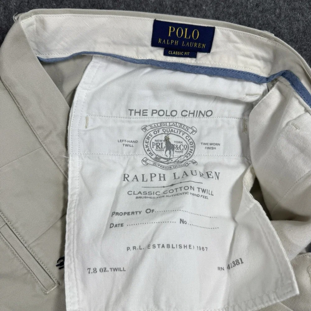 Polo Ralph Lauren Men's Chino Pants 34x30 Classic Fit Khaki Cotton